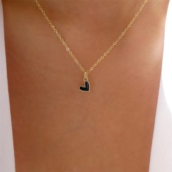 Mojoyce-Mother's Day Gift Simple Color Heart Pendant Pearl Necklace For Women Girls Fashion Gold-plate Chain Choker Necklaces 2025 New Trend Jewelry