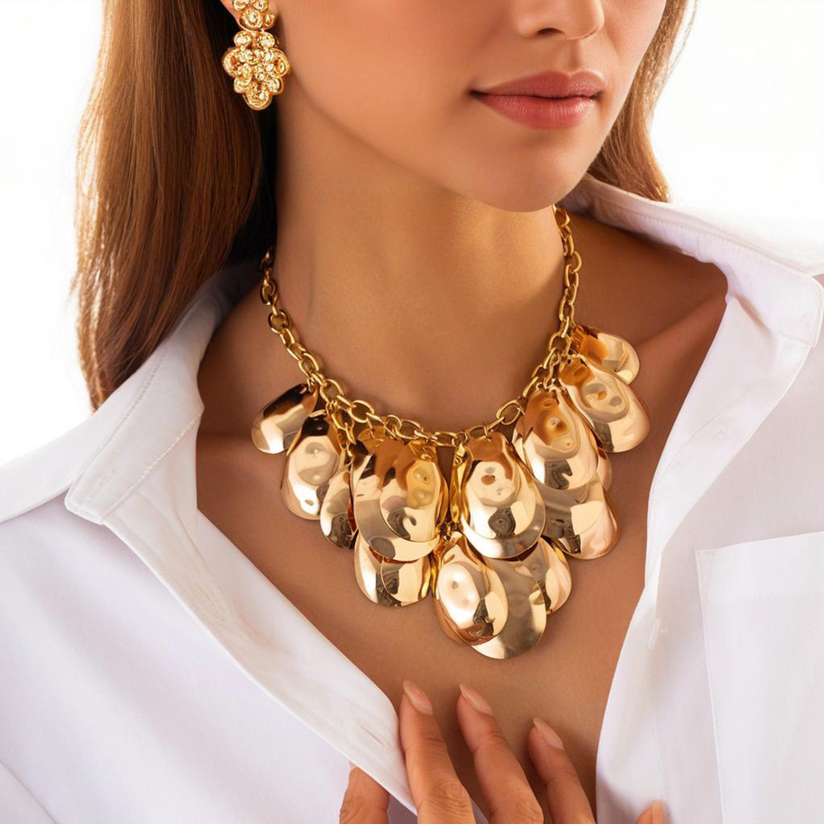 Mojoyce Thicker Irregular Drop Metal Pendant Necklace Gold Color High Quality Neck Jewelry Women Gift 2025 Fashion Jewelry