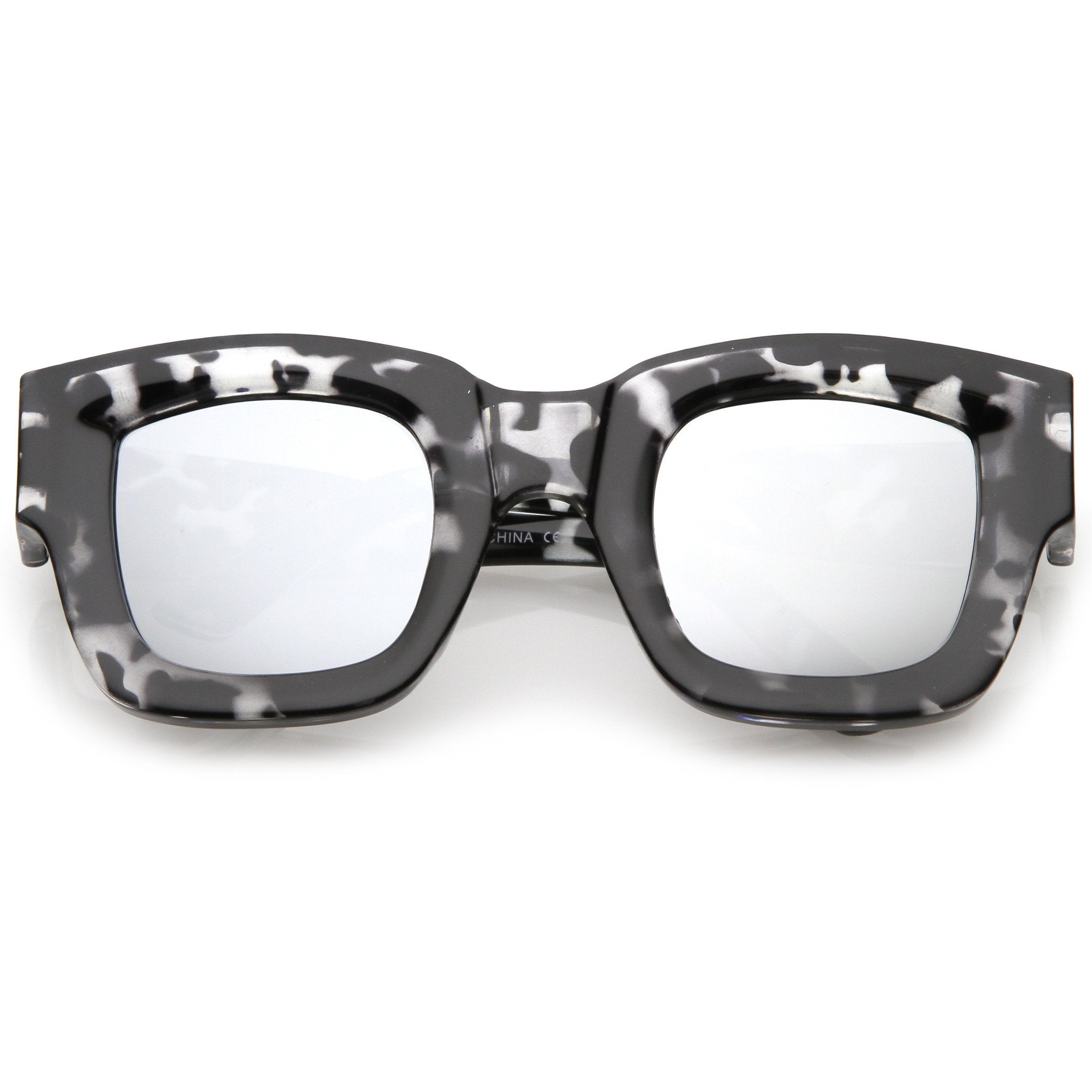 Bold Horned Rim Mirrored Sunglasses - Image 4