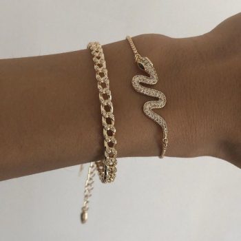 Mojoyce-Mother's Day Gift Boho Multilevel Bracelets For Women New Vintage Geometric Gold-plate Snake Eagle Pharaoh Crystal Butterfly Lock Jewelry Gift