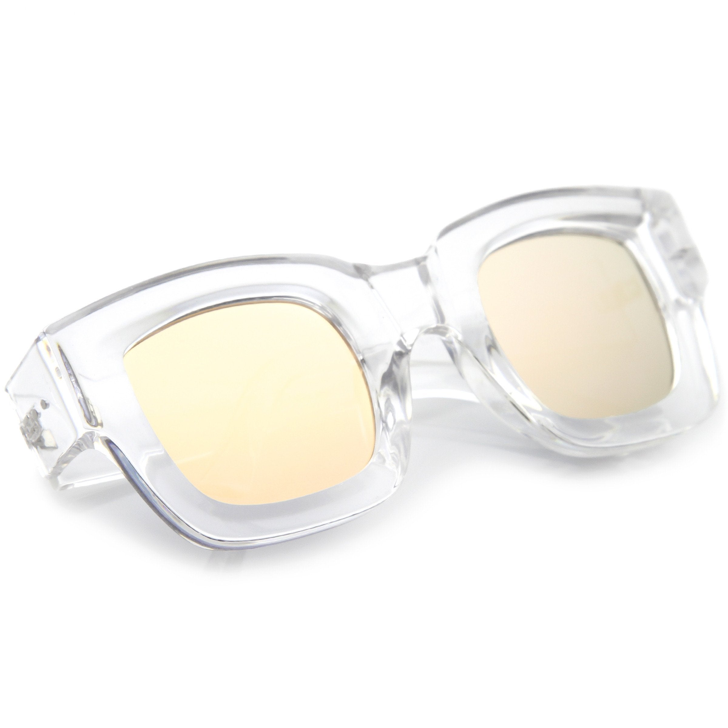 Bold Horned Rim Mirrored Sunglasses - Image 3