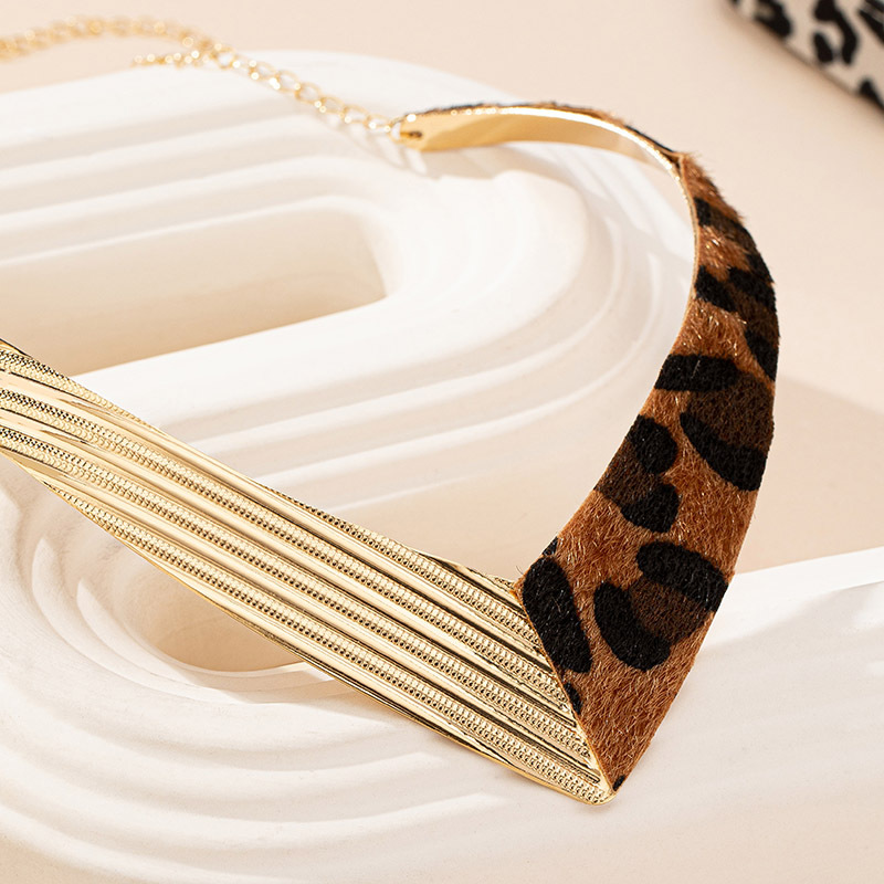 Mojoyce Steampunk Geometric V Shape Clavicle Torques Necklace For Women Men Punk Leopard Statement Chokers Necklaces Gift Jewelry - Image 4
