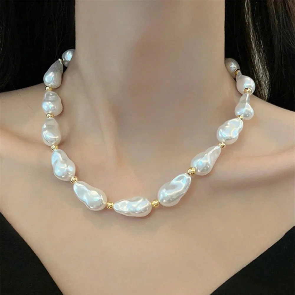 Mojoyce-Mother's Day Gift Vintage Silver-plate Geometric Exaggerated CCB Chain Necklace For Women Female Fashion Boho Artificial Pearl Y2K Jewelry Gift - Image 23