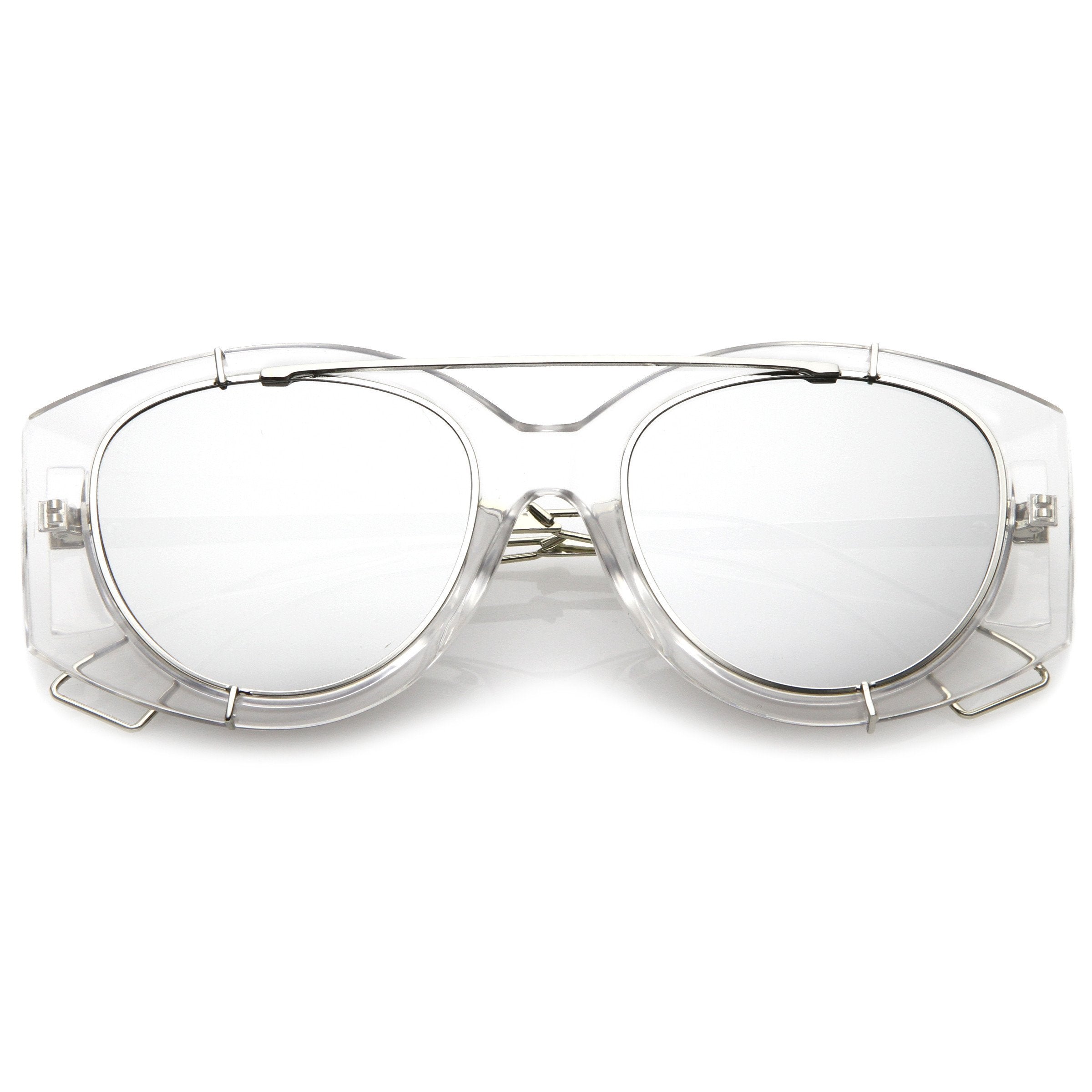 Translucent Mirrored Aviator Sunglasses - Image 5