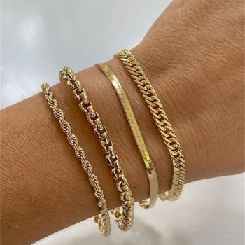 Mojoyce-Mother's Day Gift Vintage Boho Handmade Multilevel Gold Color Geometric Twists Snake Chain Bracelet For Women Fashion Female Punk Jewelry Gift