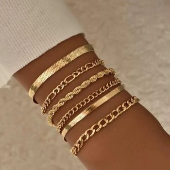 Mojoyce-Mother's Day Gift Boho Bangle For Women Gold-plate Flat Snake Hand-Woven Chain With Multiple Layers Bracelet 2019 Fashion Charm Jewelry Gift