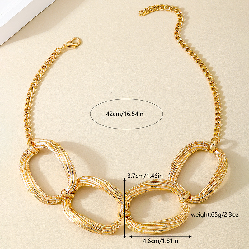 Mojoyce Punk Gold Color Hollow Geometric Choker Necklace Torques Bracelet Set For Women Men Collar Necklace African Jewelry Sets - Image 4
