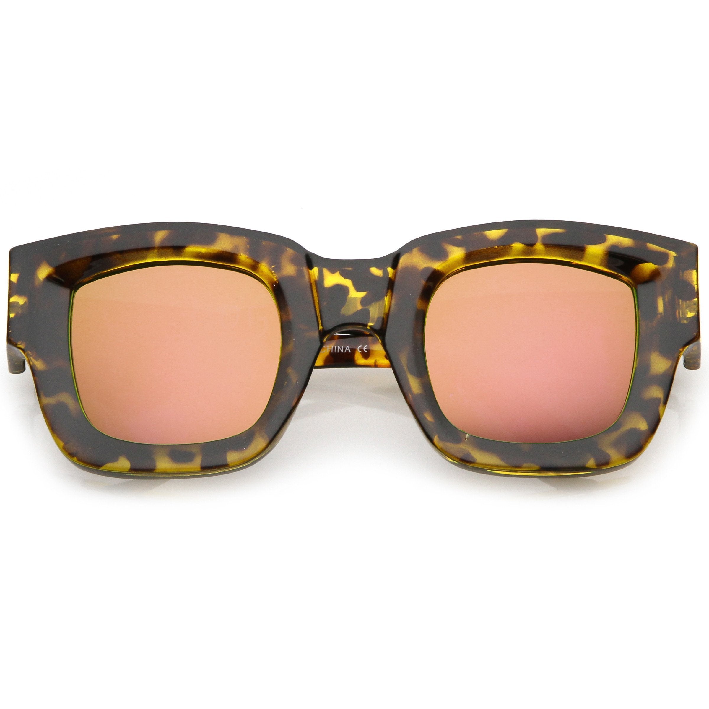 Bold Horned Rim Mirrored Sunglasses - Image 7