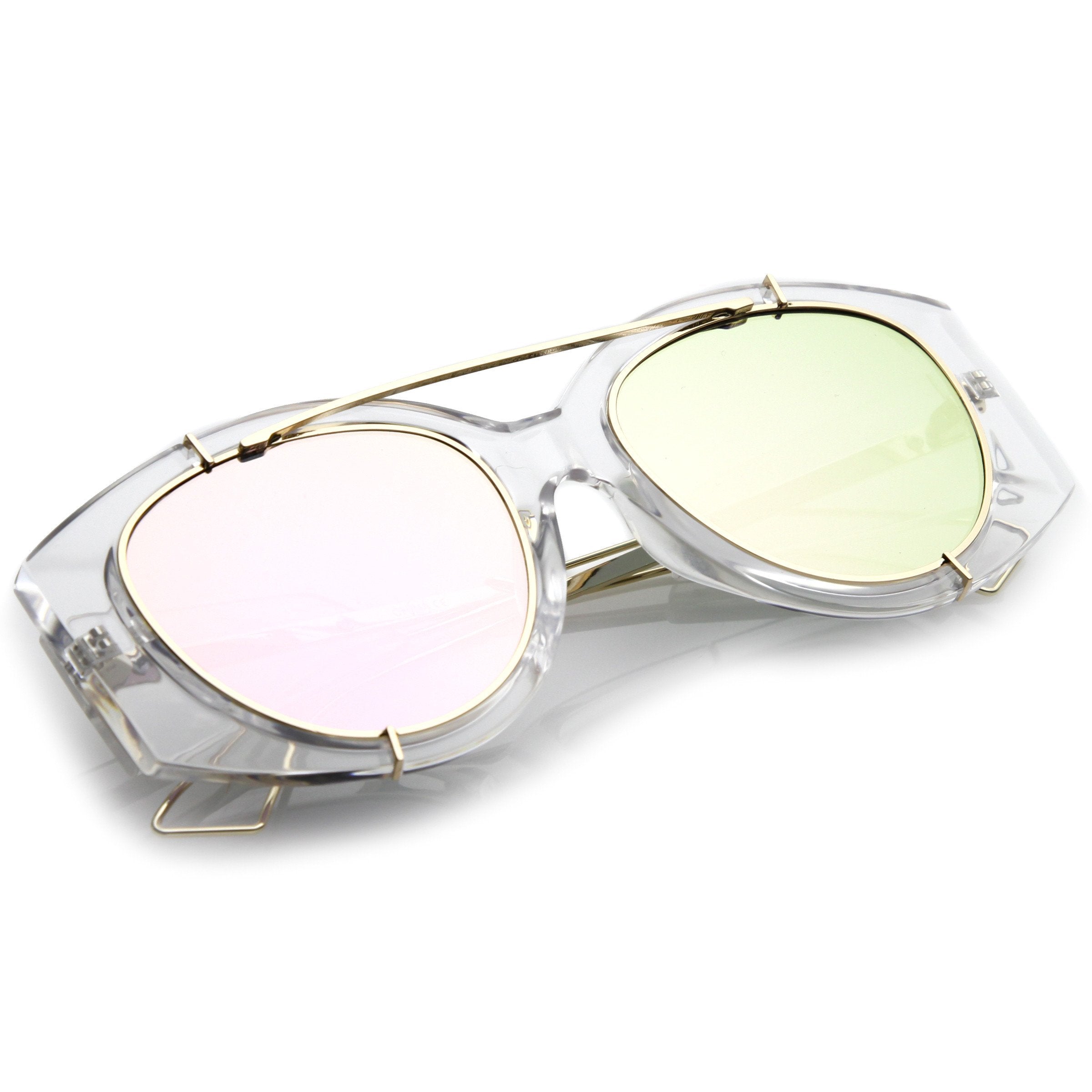 Translucent Mirrored Aviator Sunglasses - Image 3