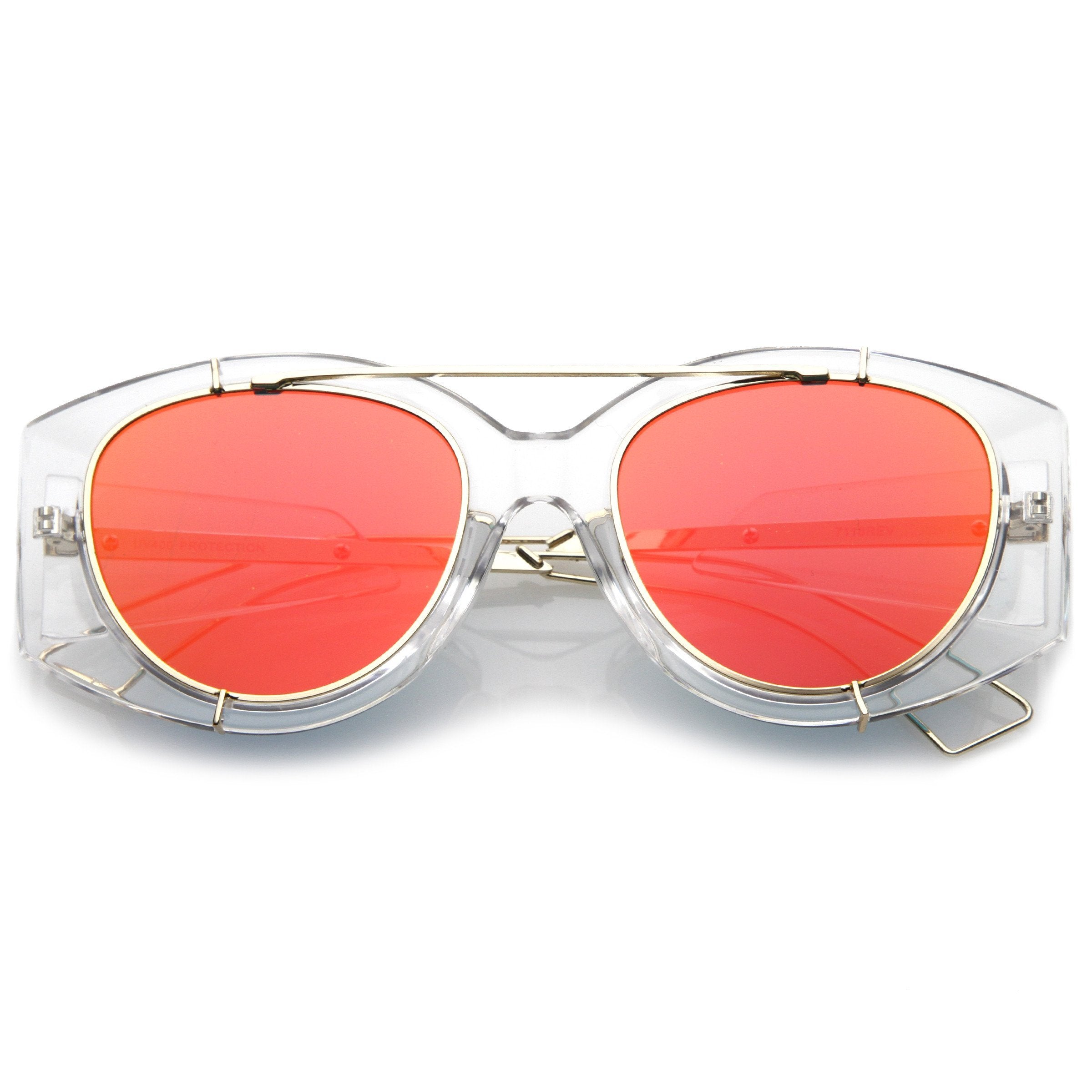 Translucent Mirrored Aviator Sunglasses - Image 7