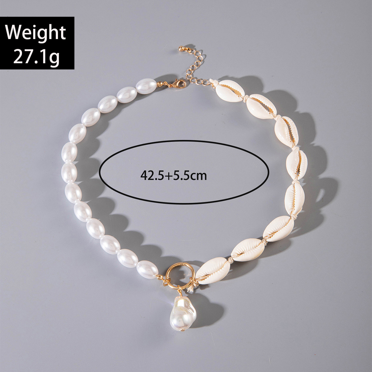 Mojoyce Baroque Imitation Pearl Shell Pendant Necklace for Women 2025 Trend Summer Beach Party Vacation Jewelry Gifts - Image 2
