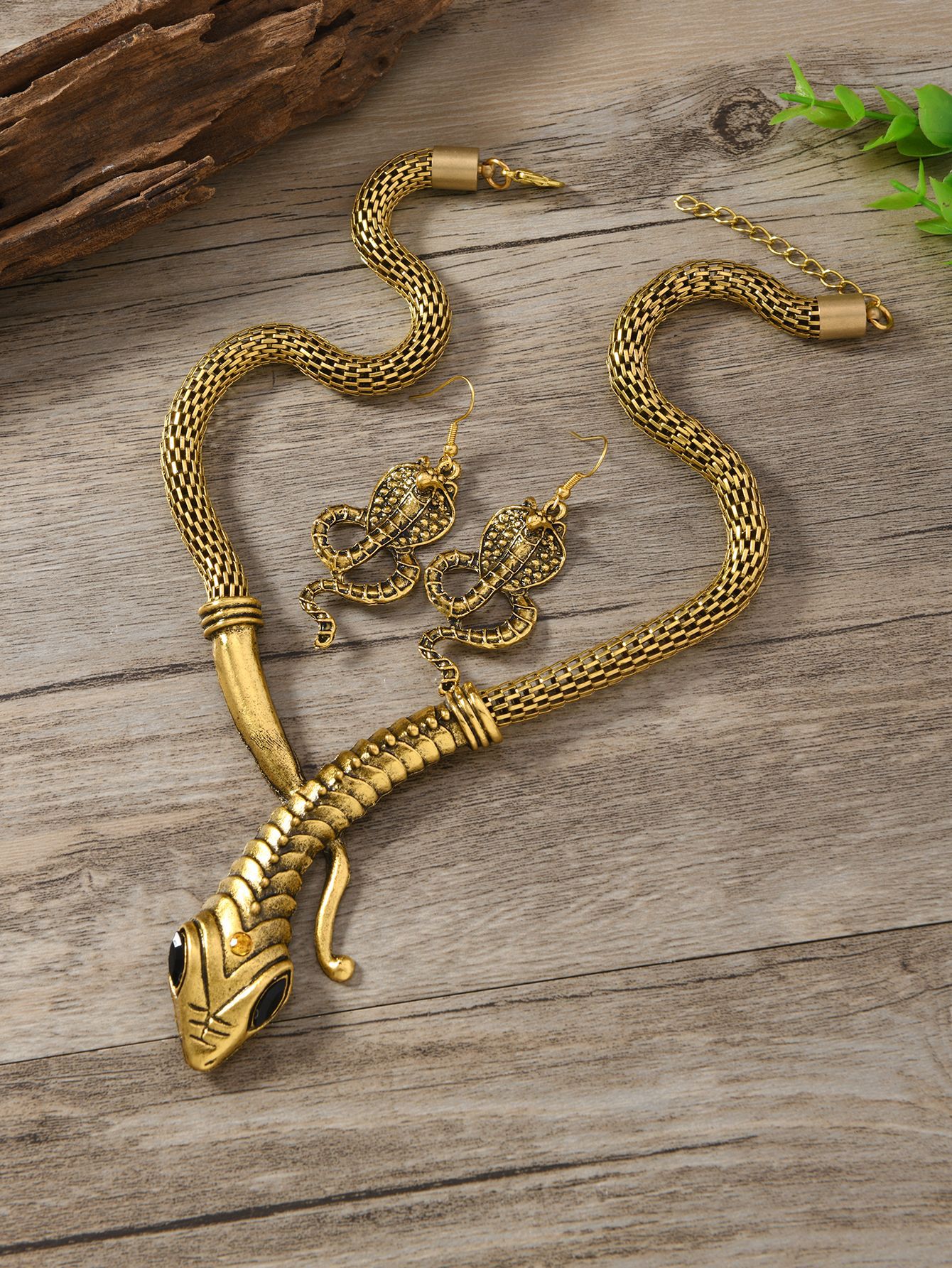 Mojoyce Vintage Ethnic Metal Snake Pendant Necklace Drop Earrings Sets for Women Grunge Turkish Jewelry Set Steampunk Men Gift - Image 5