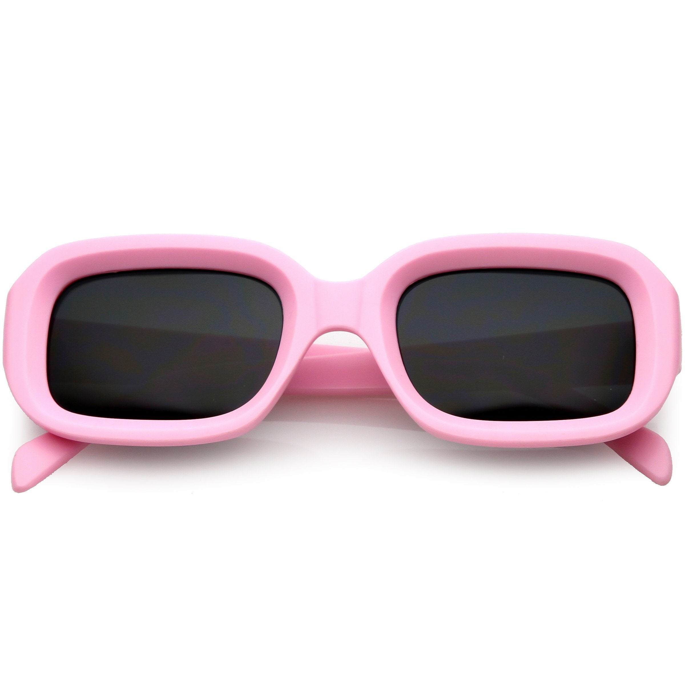 Retro Bold Deep Inset Rectangle Sunglasses - Image 8