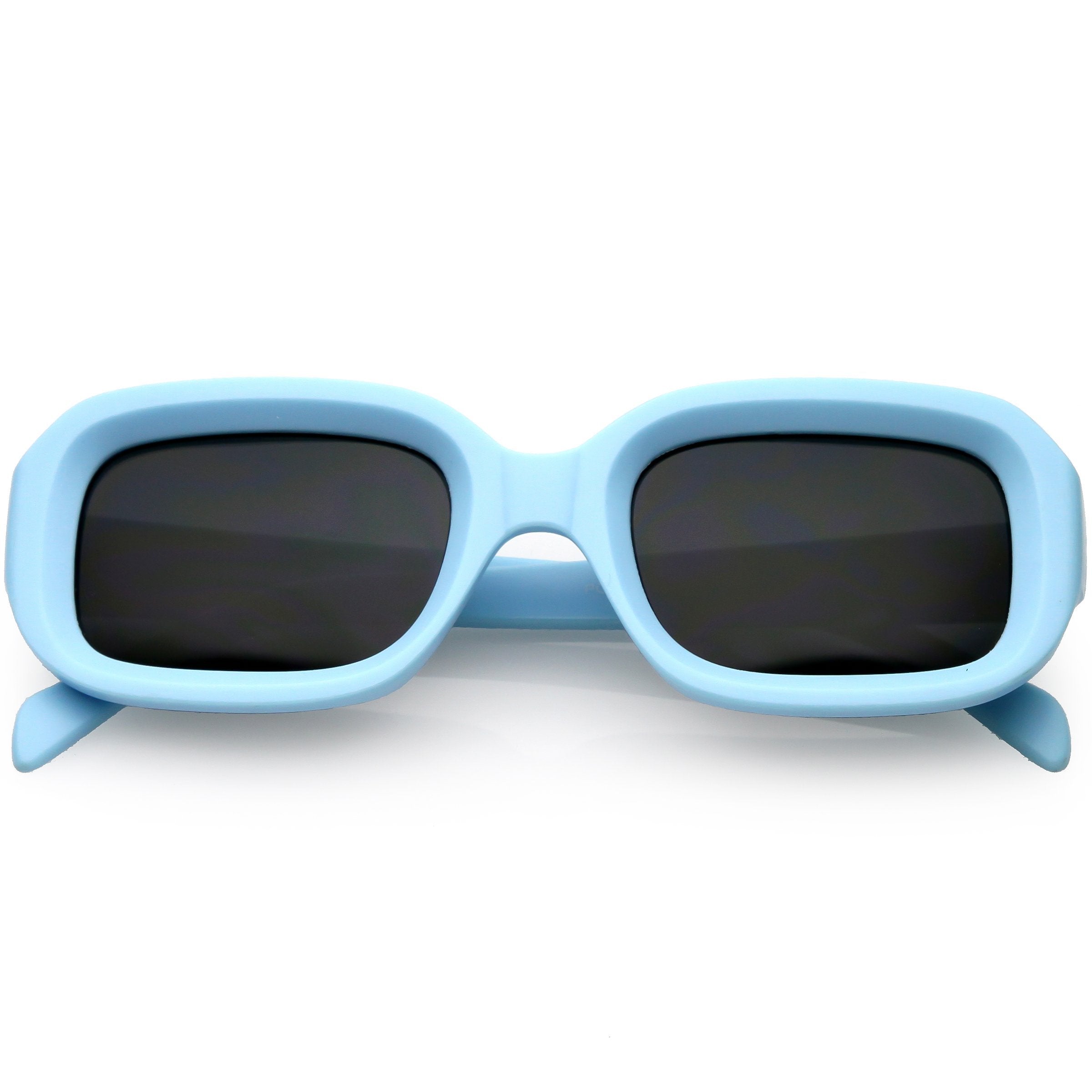 Retro Bold Deep Inset Rectangle Sunglasses - Image 7