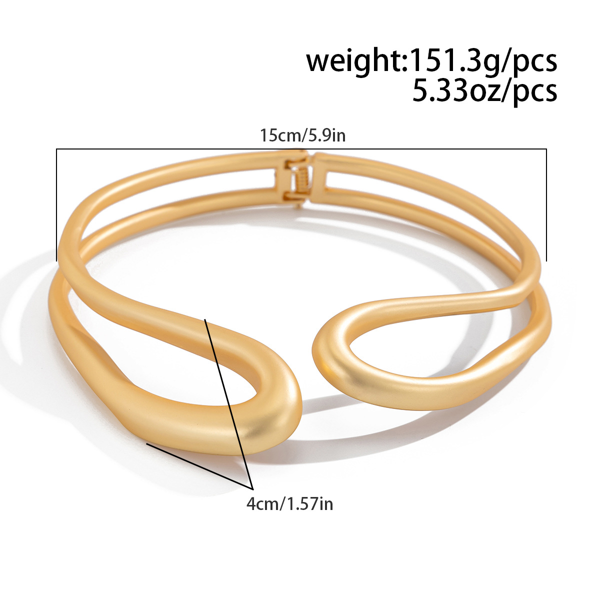 Mojoyce Exaggerated Matte Metal Hollow Geometric Open Necklace Torques for Women Men Street Hip-hop Punk Necklaces Chunky Jewelry - Image 2