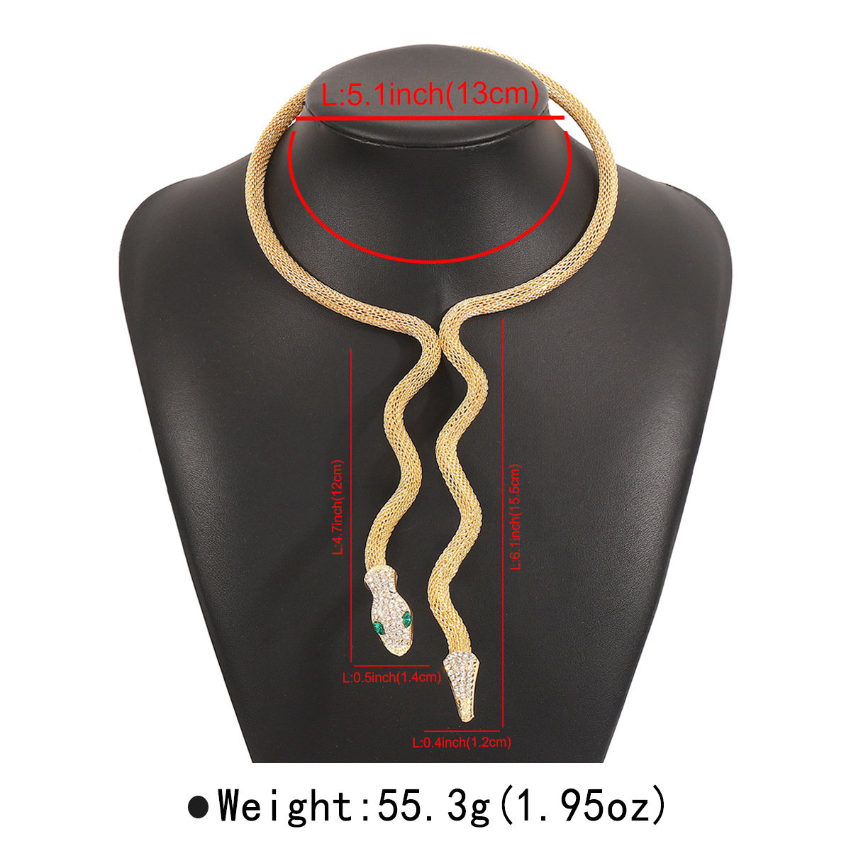 Mojoyce 2025 New Gothic Metal Gold Color Cool Bendy Long Snake Chokers Necklace for Women Men Chunky Torques Jewelry - Image 3