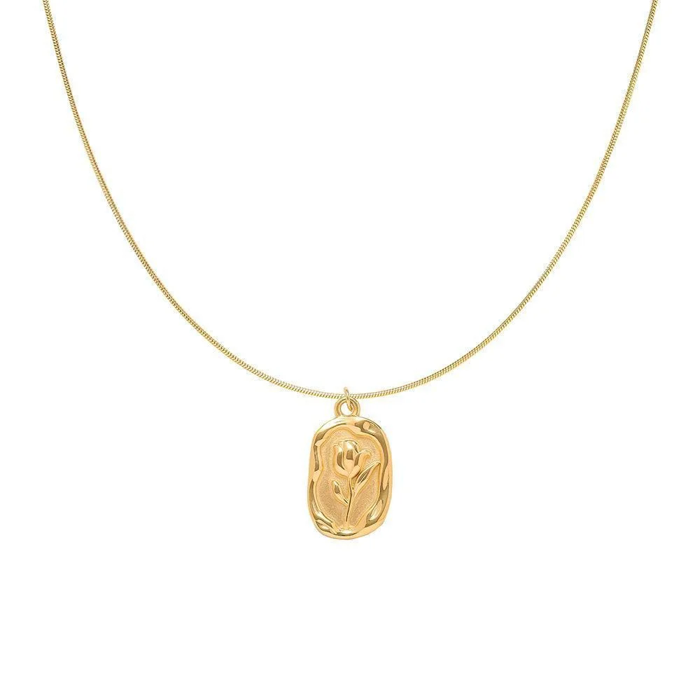 Mojoyce-Mother's Day Gift 2025 Vintage Fashion Simple Geometric Rose Pendant Necklace For Women Female Boho Gold-plate Snake Chain Choker Jewelry Gift - Image 2