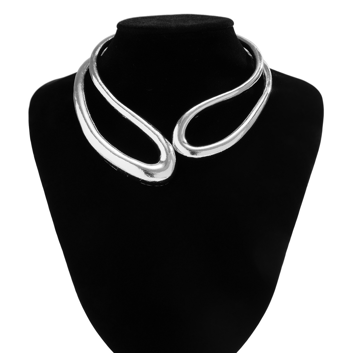 Mojoyce Exaggerated Matte Metal Hollow Geometric Open Necklace Torques for Women Men Street Hip-hop Punk Necklaces Chunky Jewelry - Image 6
