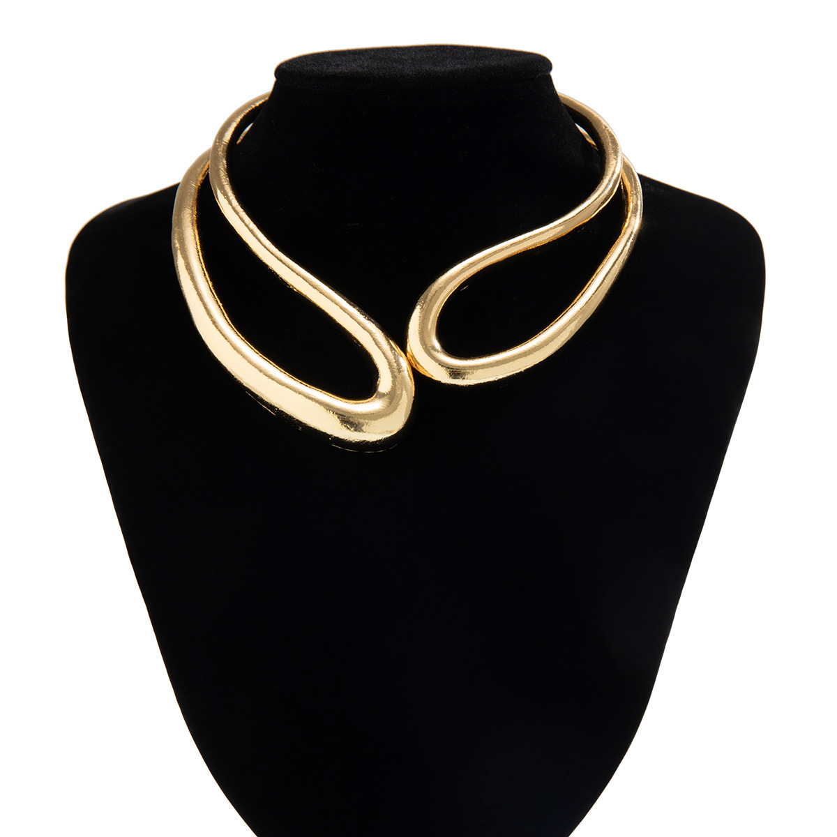 Mojoyce Exaggerated Matte Metal Hollow Geometric Open Necklace Torques for Women Men Street Hip-hop Punk Necklaces Chunky Jewelry - Image 5