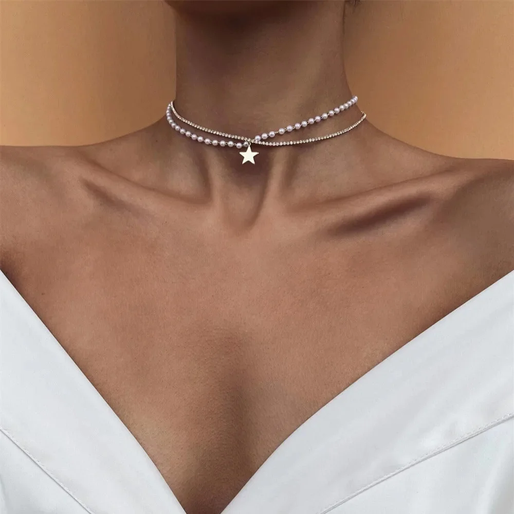 Mojoyce-Mother's Day Gift Vintage Silver-plate Geometric Exaggerated CCB Chain Necklace For Women Female Fashion Boho Artificial Pearl Y2K Jewelry Gift - Image 14