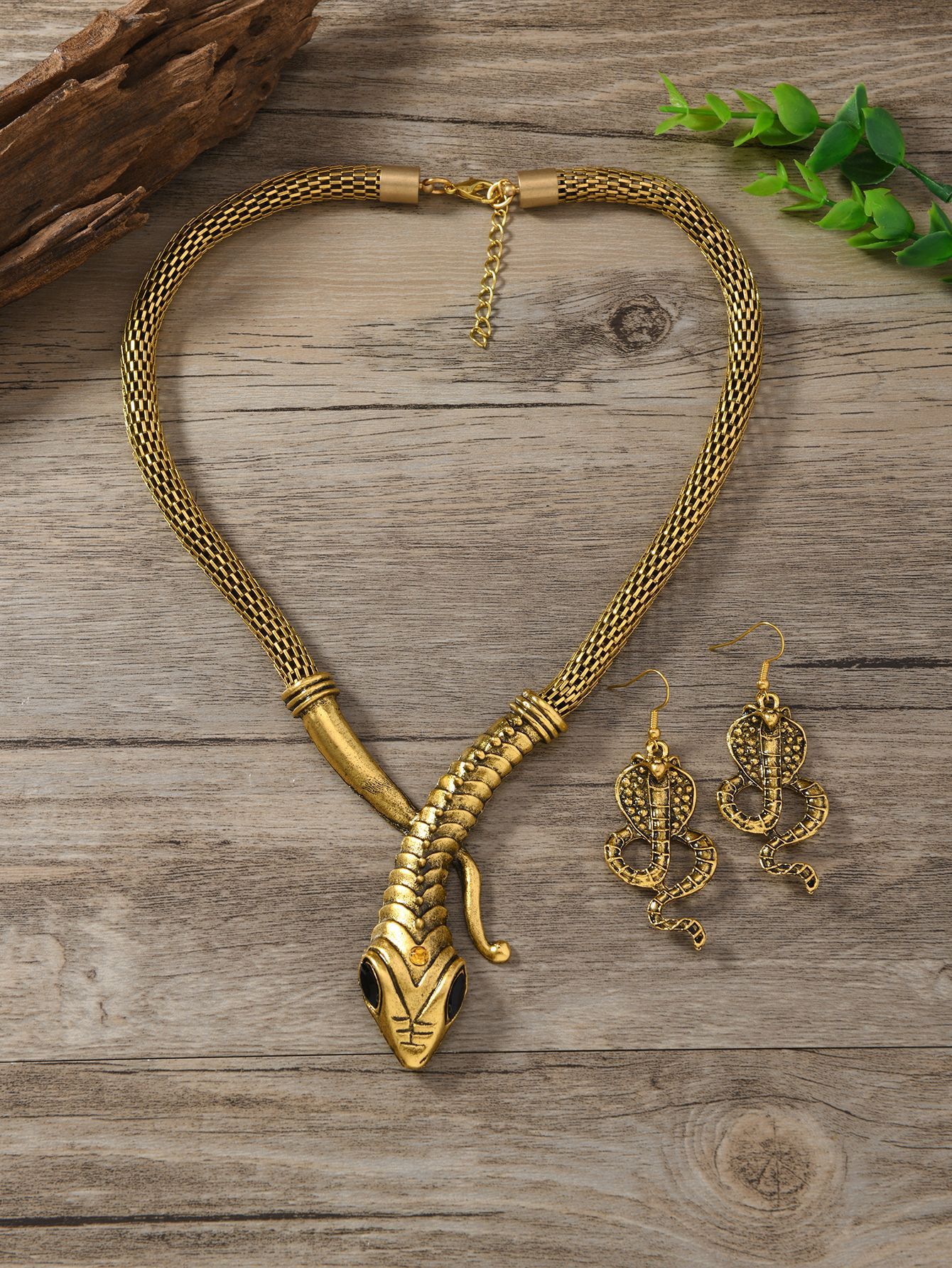 Mojoyce Vintage Ethnic Metal Snake Pendant Necklace Drop Earrings Sets for Women Grunge Turkish Jewelry Set Steampunk Men Gift - Image 4