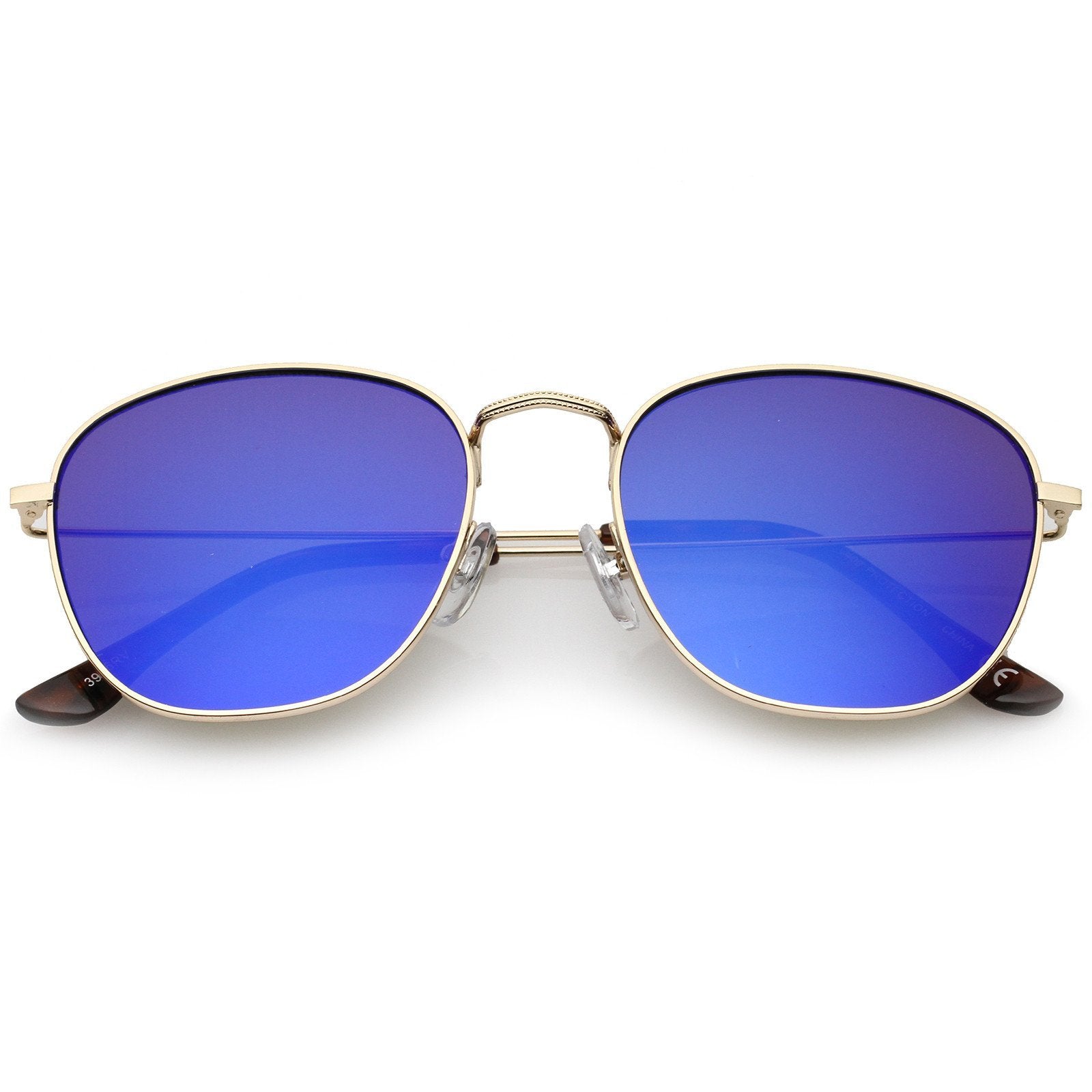 Slim Mirrored Flat Lens Square Sunglasses - Image 7