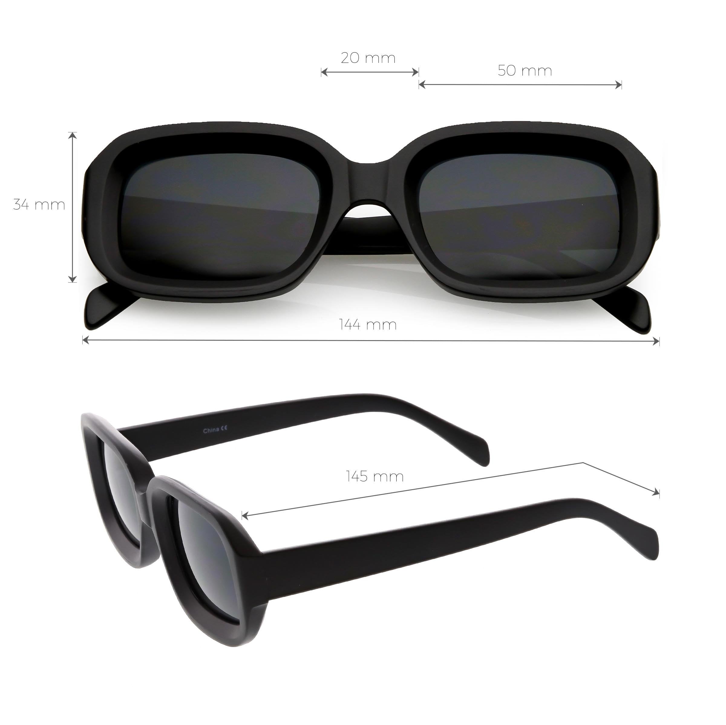 Retro Bold Deep Inset Rectangle Sunglasses - Image 4