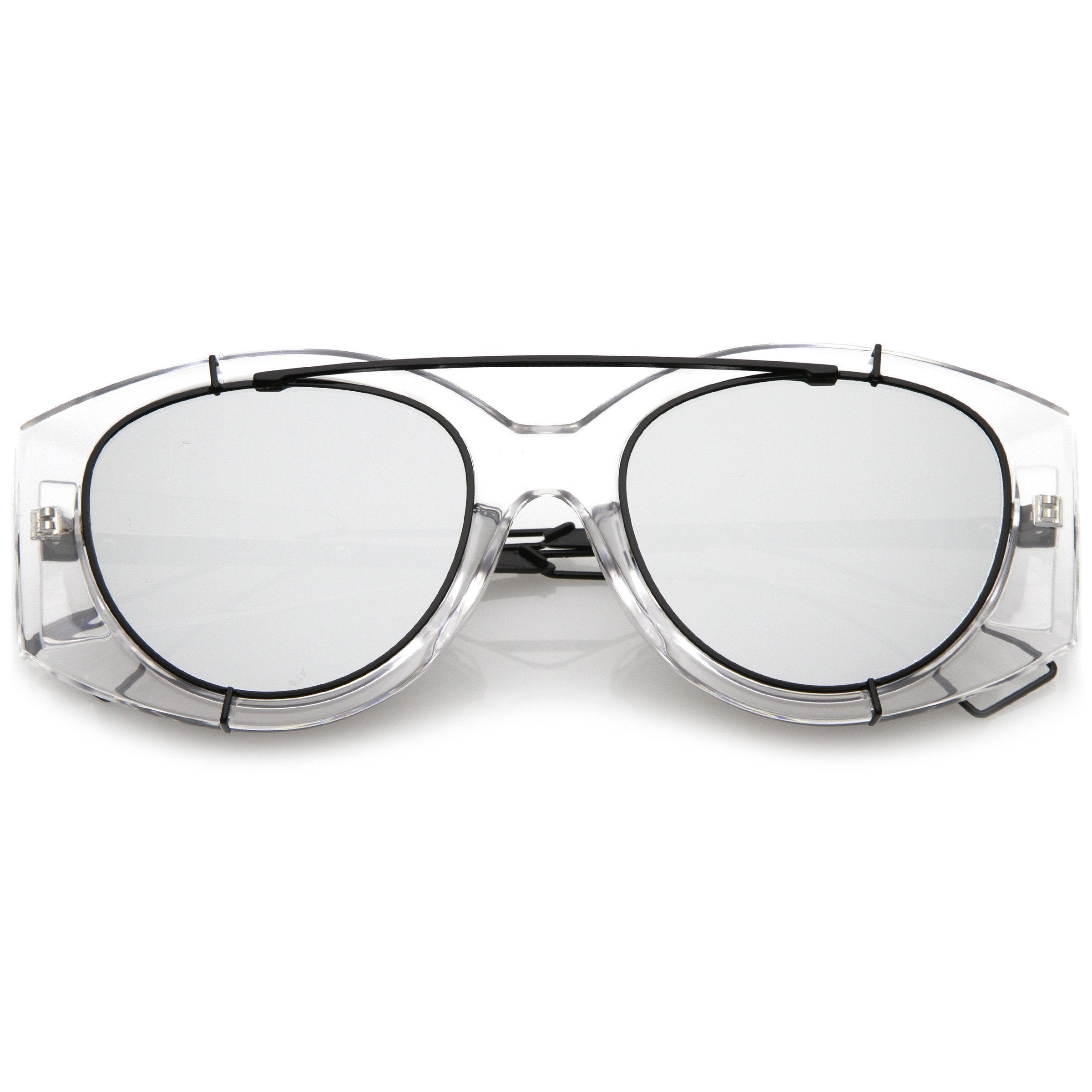 Translucent Mirrored Aviator Sunglasses - Image 6