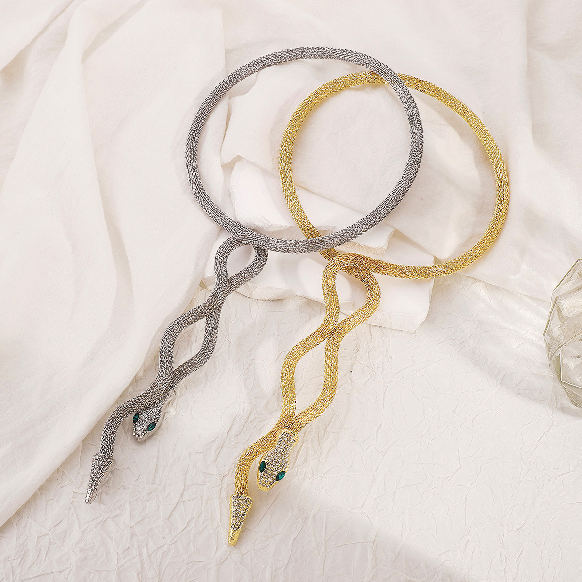 Mojoyce 2025 New Gothic Metal Gold Color Cool Bendy Long Snake Chokers Necklace for Women Men Chunky Torques Jewelry - Image 5