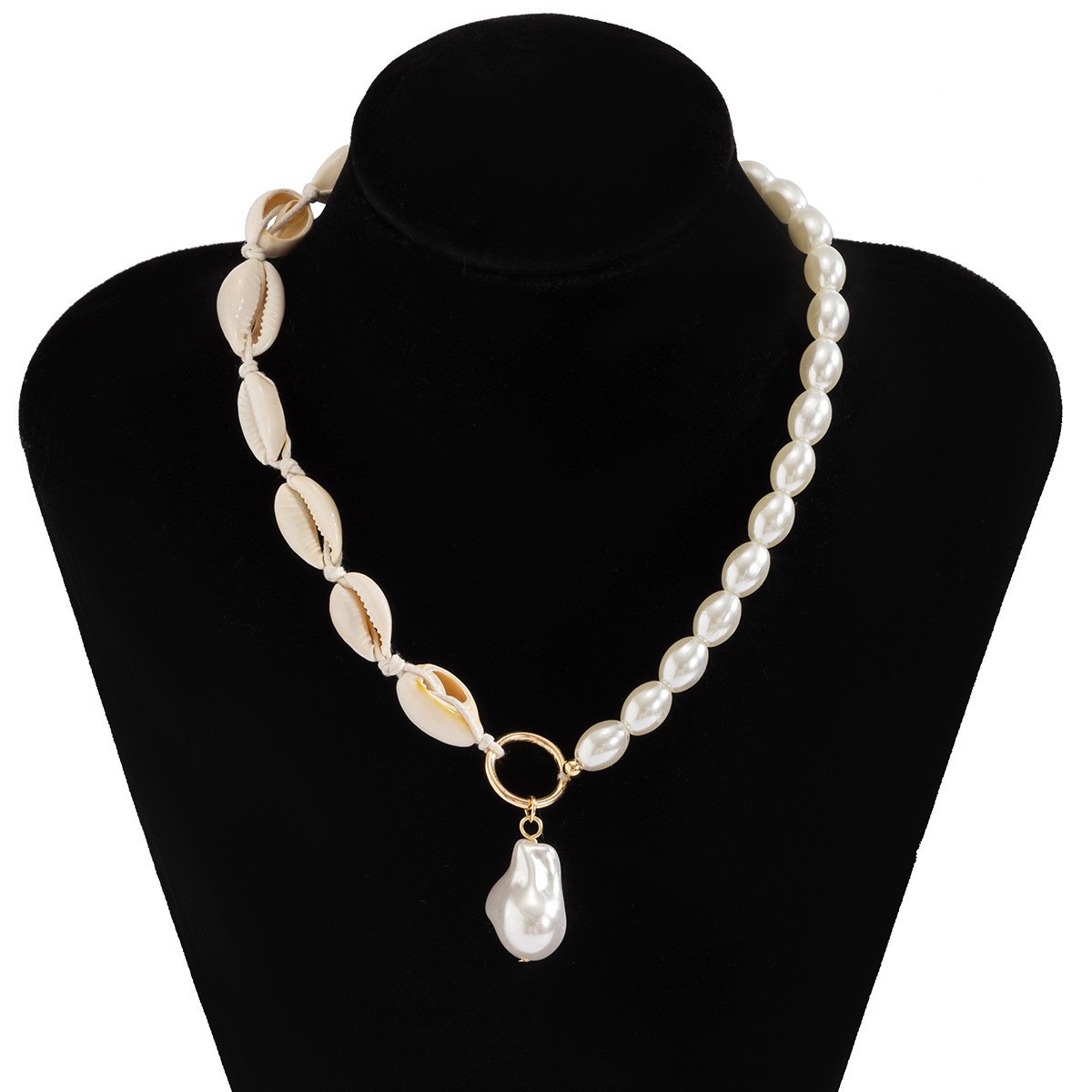 Mojoyce Baroque Imitation Pearl Shell Pendant Necklace for Women 2025 Trend Summer Beach Party Vacation Jewelry Gifts - Image 5