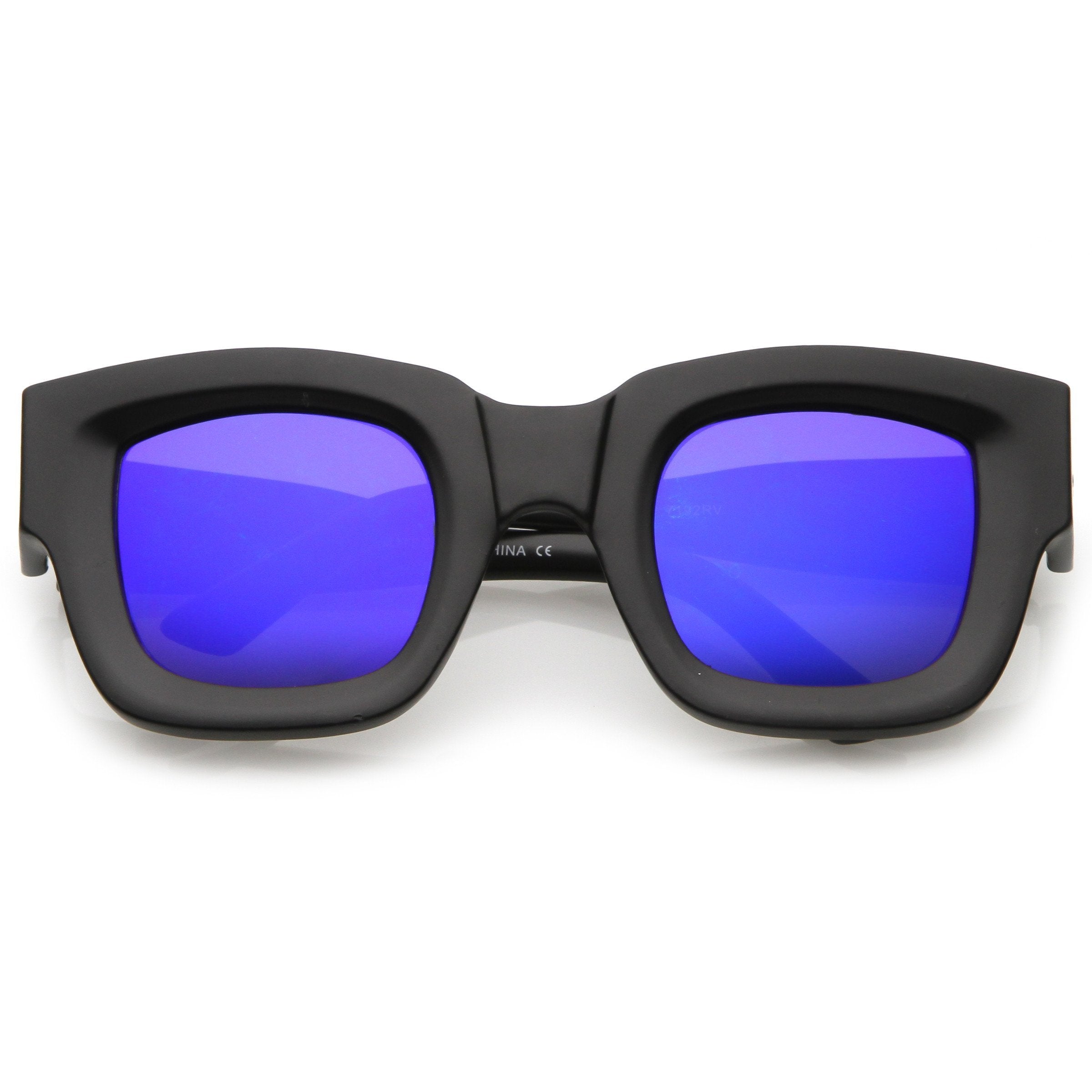 Bold Horned Rim Mirrored Sunglasses - Image 5