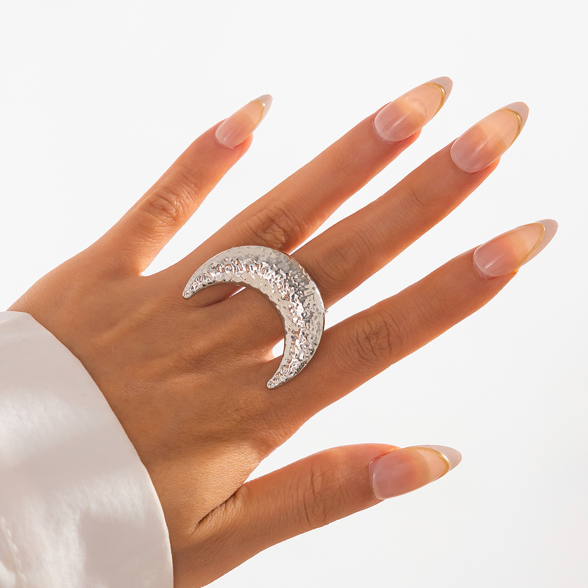 Mojoyce Punk Exaggerated Large Sunflower Moon Leaf Rings for Women Vintage Geometric Adjustable Pearl Finger Ring Grunge Jewelry - Image 7