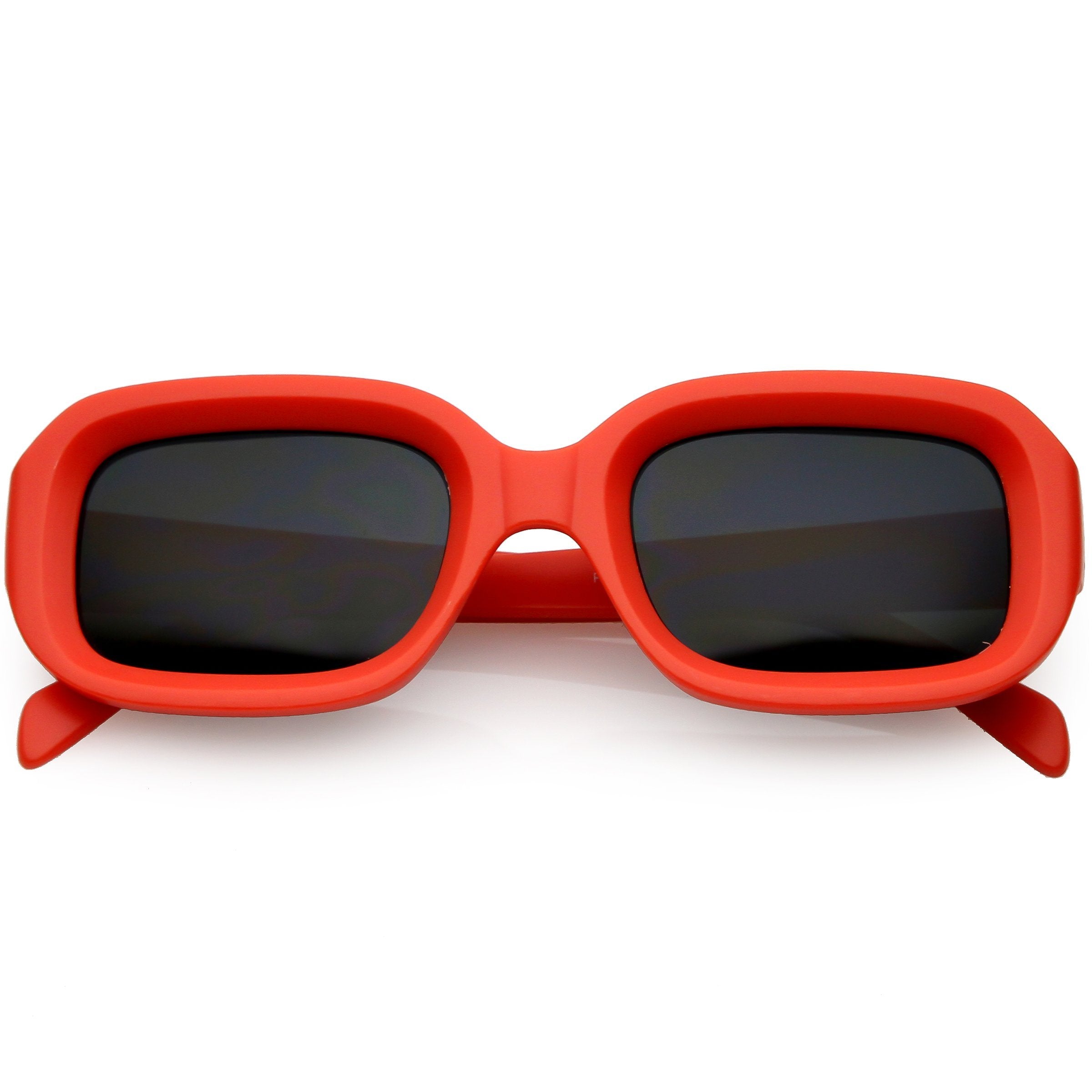 Retro Bold Deep Inset Rectangle Sunglasses - Image 6