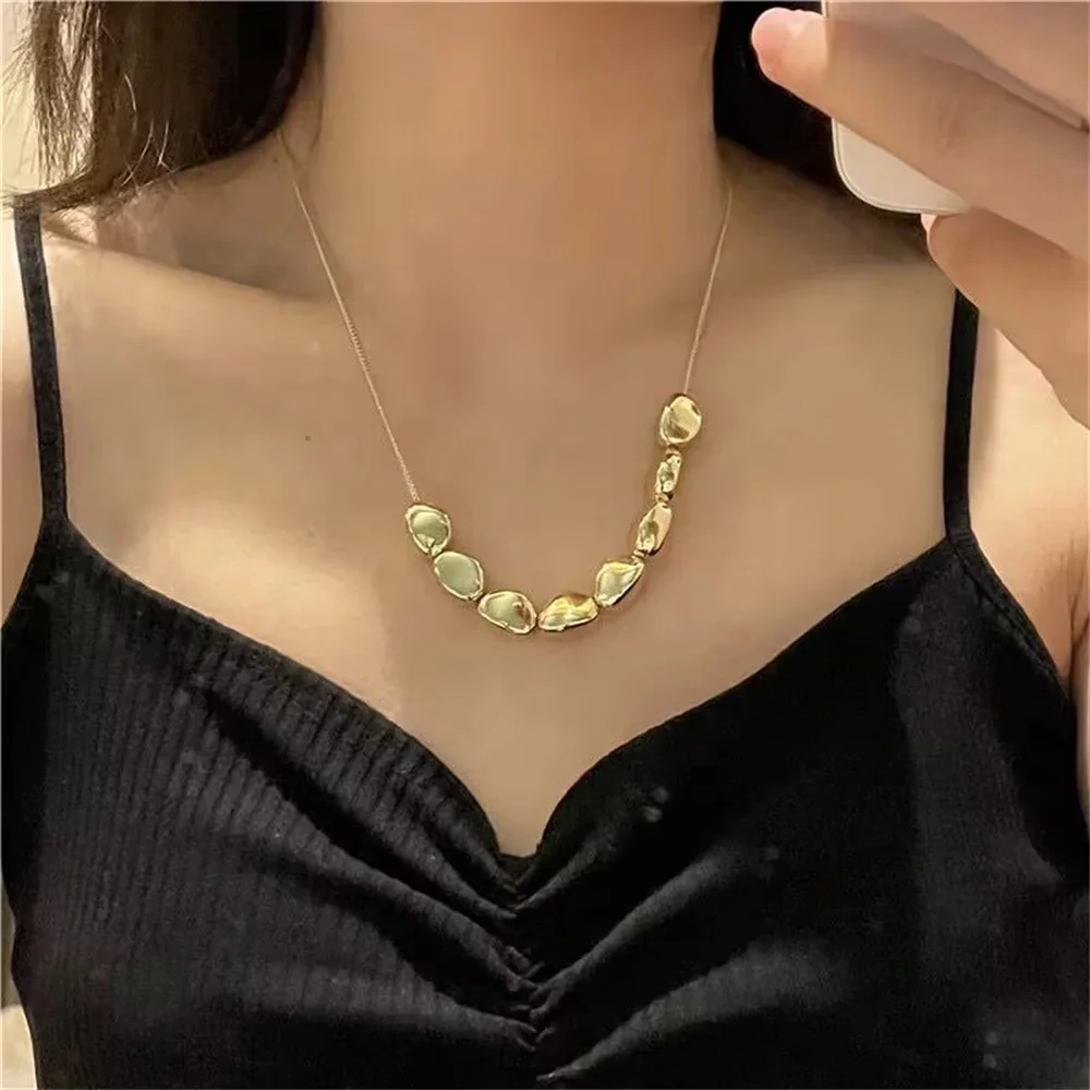 Mojoyce-Mother's Day Gift Vintage Silver-plate Geometric Exaggerated CCB Chain Necklace For Women Female Fashion Boho Artificial Pearl Y2K Jewelry Gift - Image 16