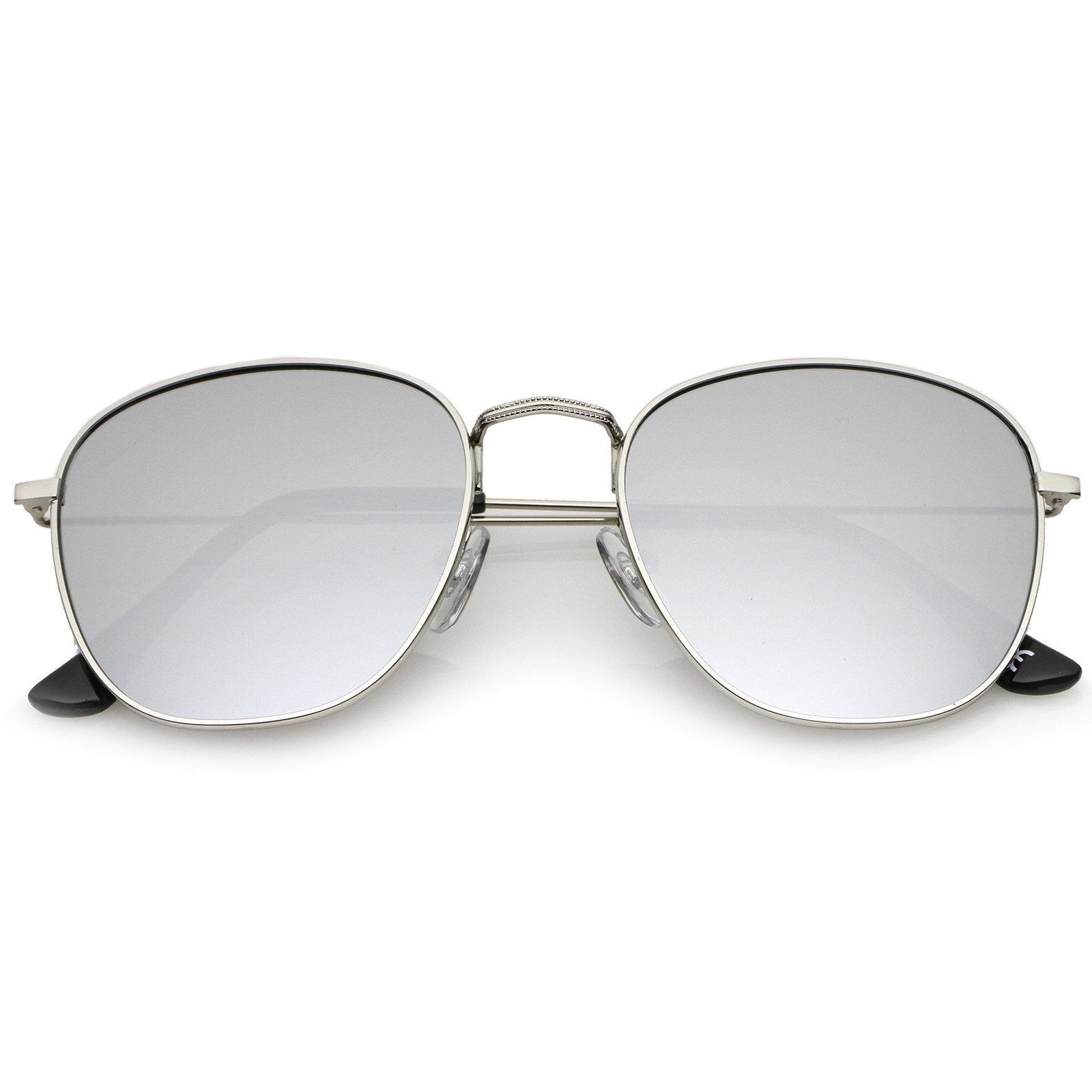 Slim Mirrored Flat Lens Square Sunglasses - Image 4