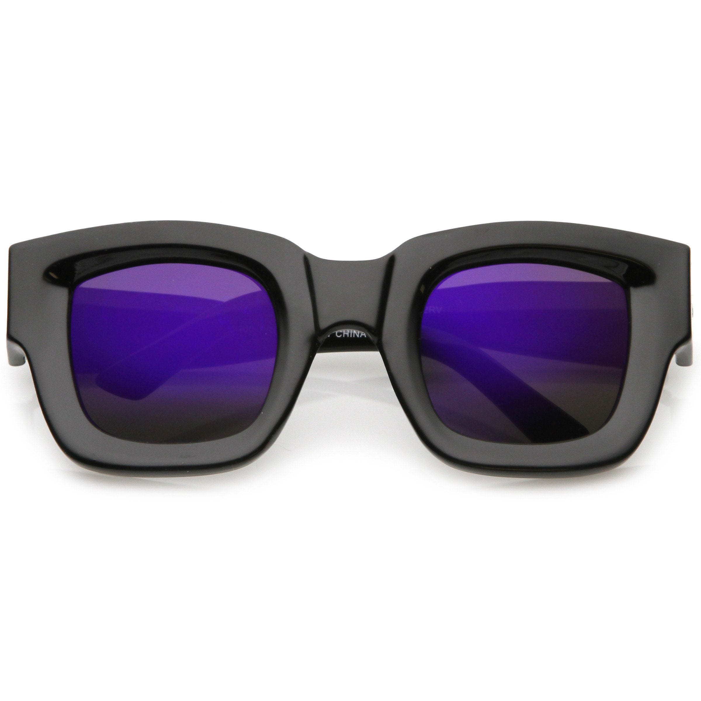 Bold Horned Rim Mirrored Sunglasses - Image 6