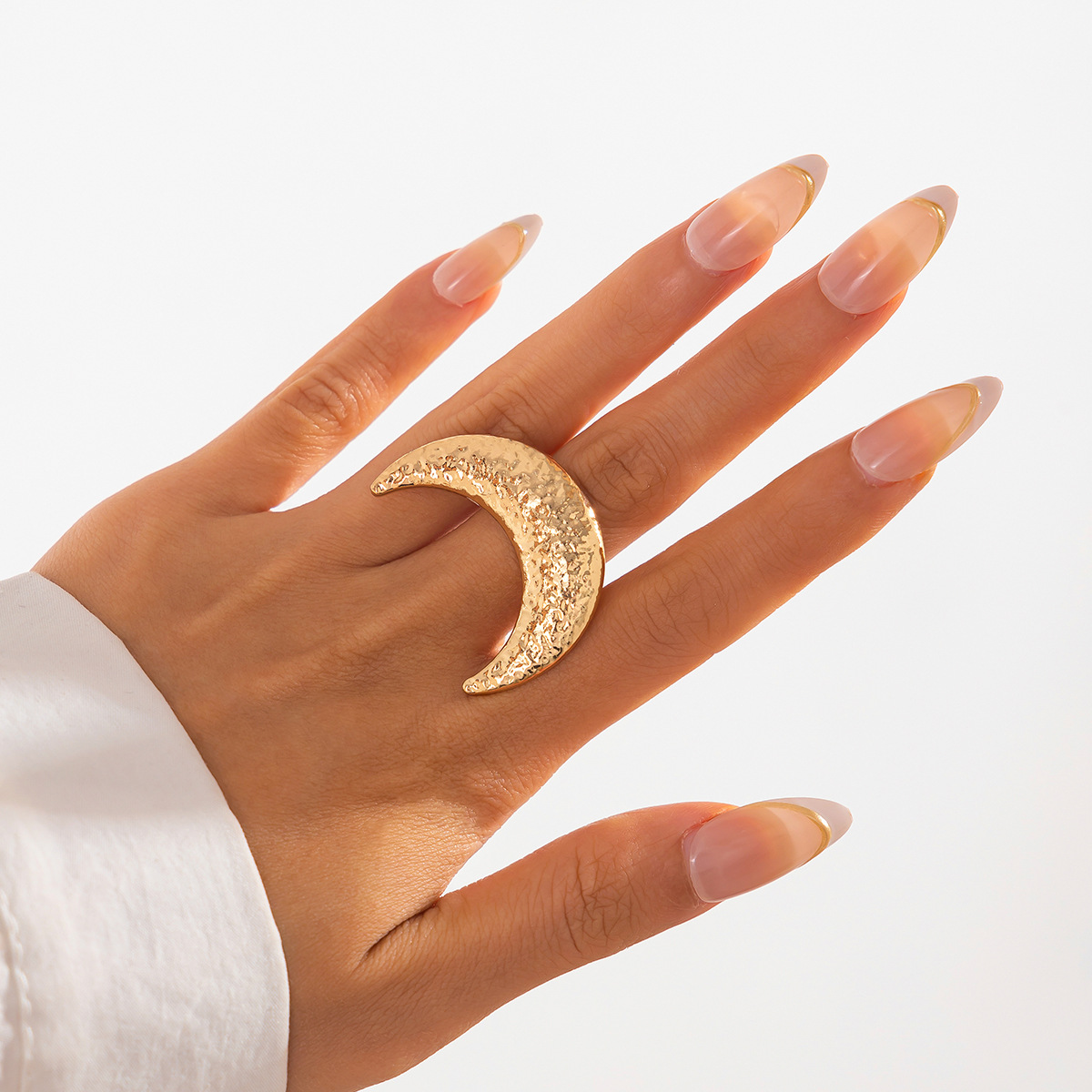 Mojoyce Punk Exaggerated Large Sunflower Moon Leaf Rings for Women Vintage Geometric Adjustable Pearl Finger Ring Grunge Jewelry - Image 6