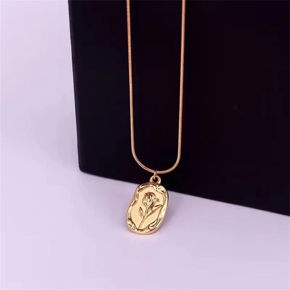 Mojoyce-Mother's Day Gift 2025 Vintage Fashion Simple Geometric Rose Pendant Necklace For Women Female Boho Gold-plate Snake Chain Choker Jewelry Gift - Image 5