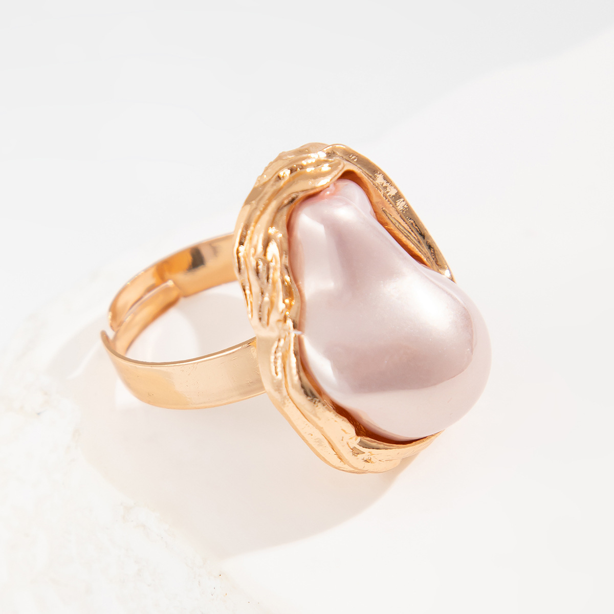 Mojoyce Fashion Imitation Pearl Gold Color Open Adjustable Ring for Women Engagement Party Gift Irregular Pearl Ring Jewelry 2025 - Image 9