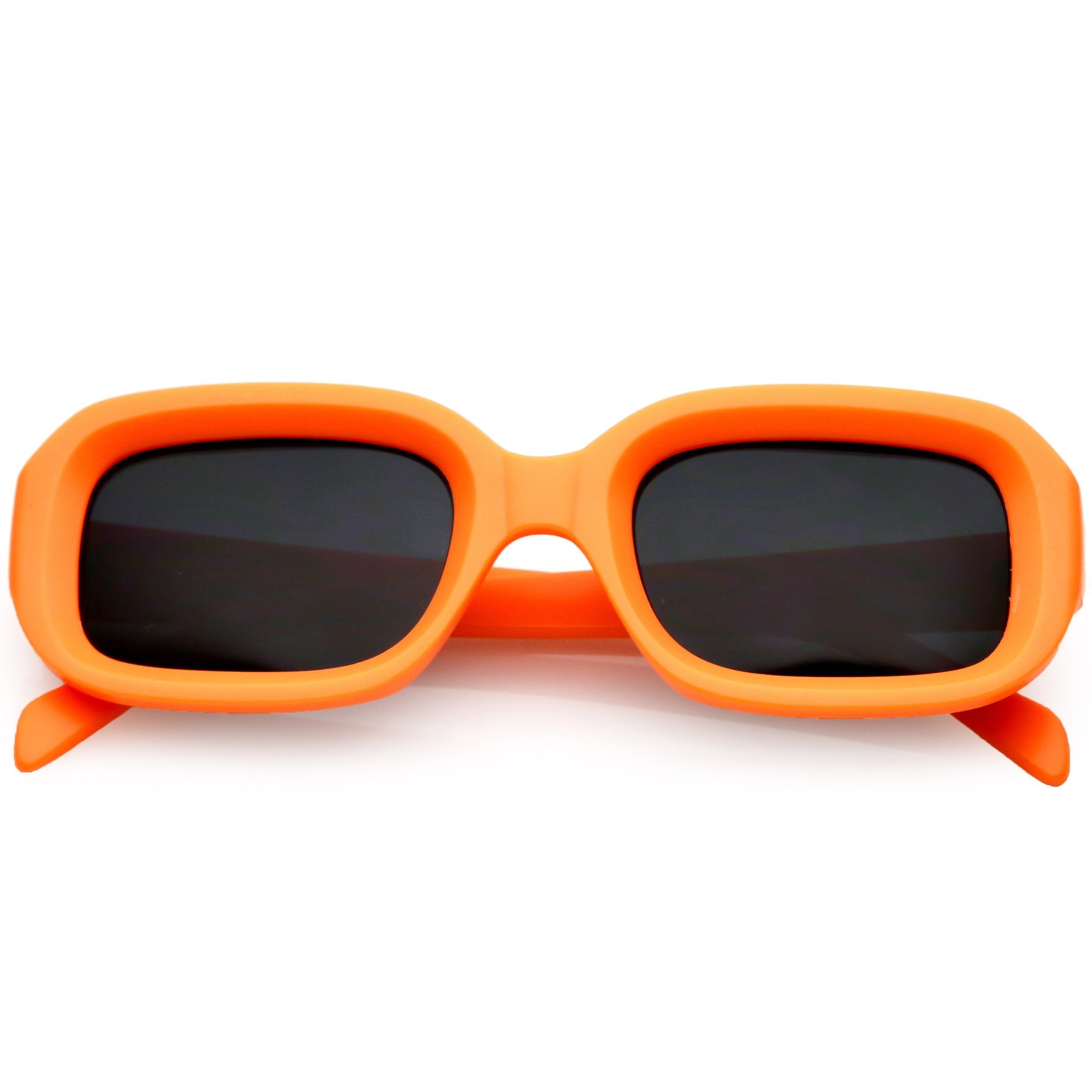 Retro Bold Deep Inset Rectangle Sunglasses - Image 9