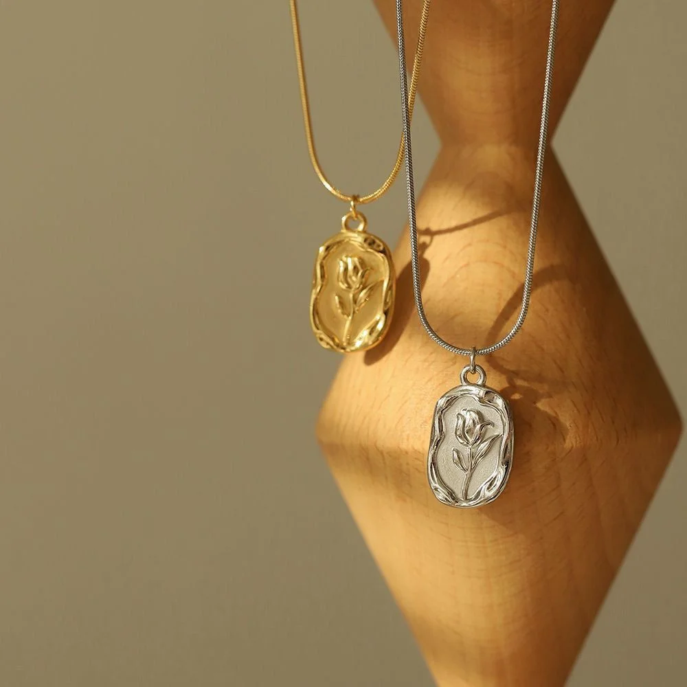 Mojoyce-Mother's Day Gift 2025 Vintage Fashion Simple Geometric Rose Pendant Necklace For Women Female Boho Gold-plate Snake Chain Choker Jewelry Gift - Image 4