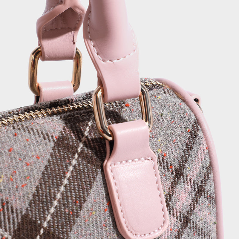 2025Winter Pink Plaid Crossbody Bag - Image 6