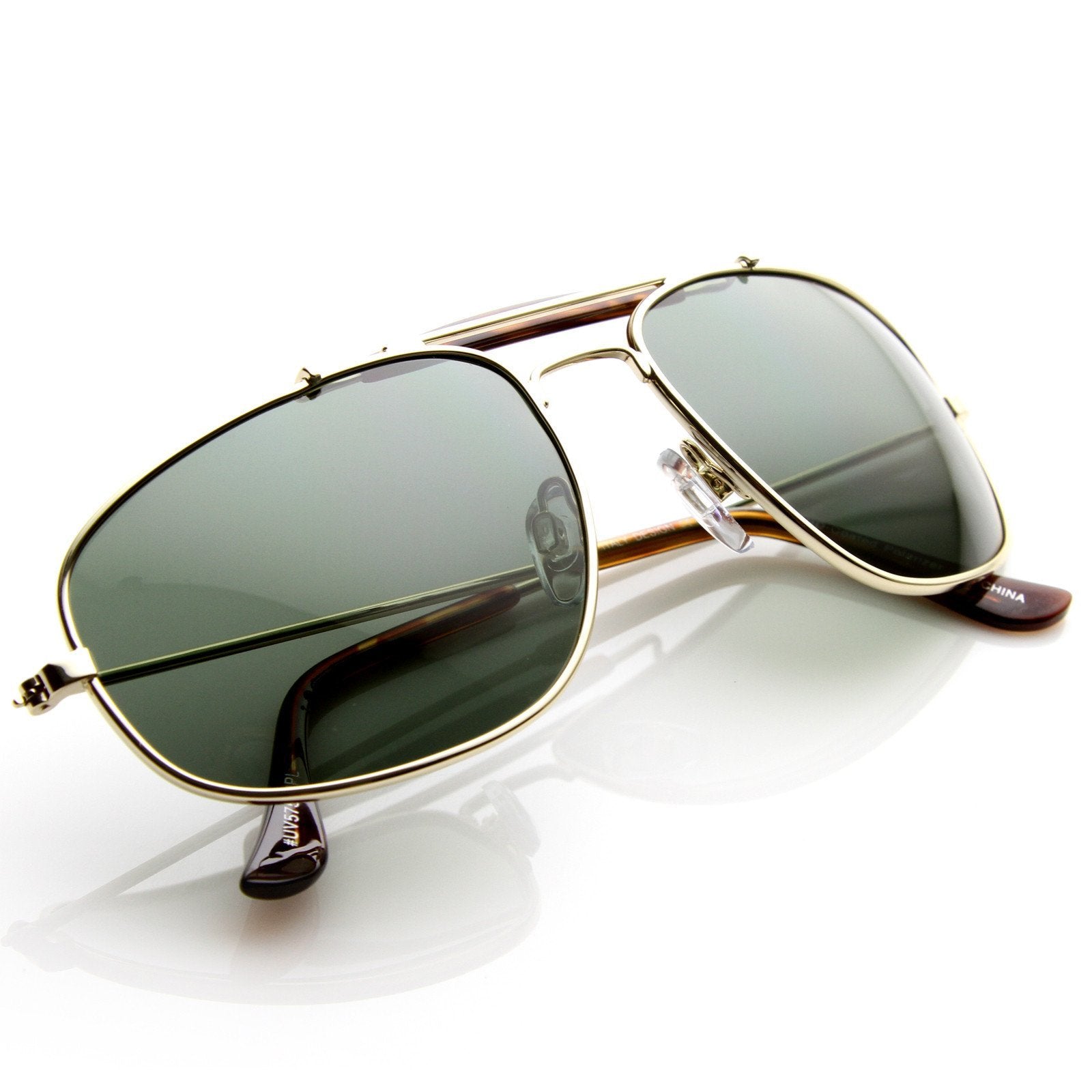 Cross Bar Nickel Finish Aviator Sunglasses - Image 3
